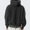 Boxy-Kapuzenpullover aus Baumwollfleece – gewaschenes Schwarz Boxy-Kapuzenpullover aus Baumwollfleece – gewaschenes Schwarz