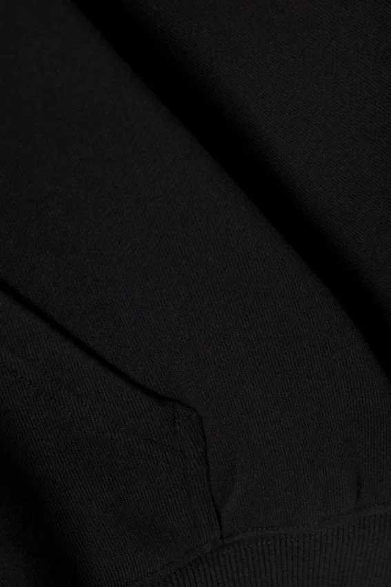 Boxy-Kapuzenpullover aus Baumwollfleece – Schwarz Boxy-Kapuzenpullover aus Baumwollfleece – Schwarz