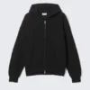 Boxy-Kapuzenpullover aus Strick – Schwarz Boxy-Kapuzenpullover aus Strick – Schwarz