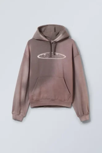 Boxy Kapuzenpullover mit Print – Reaktiv