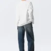 Boxy Langarm-Henley-T-Shirt – Weiß Boxy Langarm-Henley-T-Shirt – Weiß