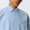 Boxy-Langarmhemd aus Baumwollpopeline – Blau kariert Boxy-Langarmhemd aus Baumwollpopeline – Blau kariert