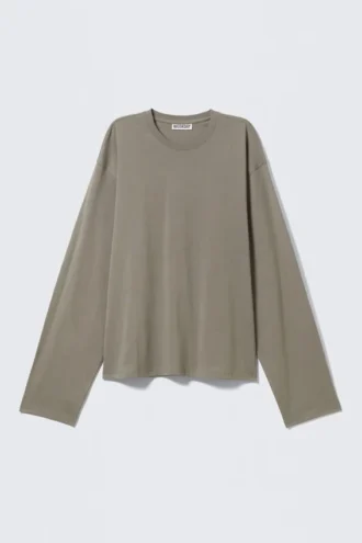 Boxy-Langarmshirt – Grau