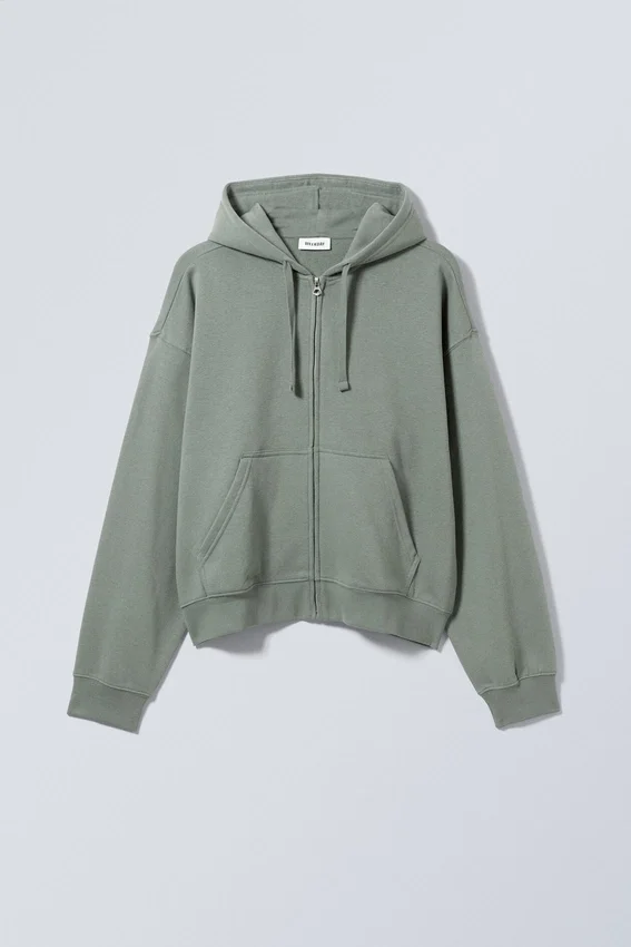 Boxy Midweight Zip Kapuzenpullover – Dusty Grey Boxy Midweight Zip Kapuzenpullover – Dusty Grey
