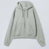 Boxy Midweight Zip Kapuzenpullover – Dusty Grey Boxy Midweight Zip Kapuzenpullover – Dusty Grey