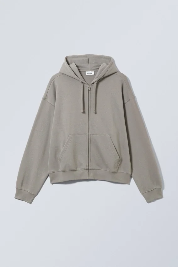 Boxy Midweight Zip Kapuzenpullover – Dusty Grey Boxy Midweight Zip Kapuzenpullover – Dusty Grey