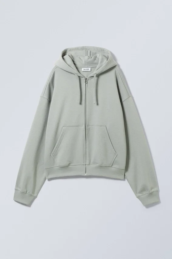 Boxy Midweight Zip Kapuzenpullover – Dusty Grey Boxy Midweight Zip Kapuzenpullover – Dusty Grey
