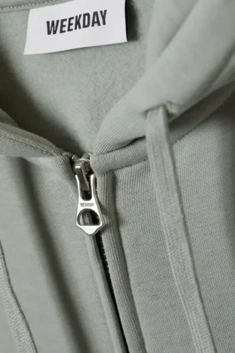 Boxy Midweight Zip Kapuzenpullover – Dusty Grey