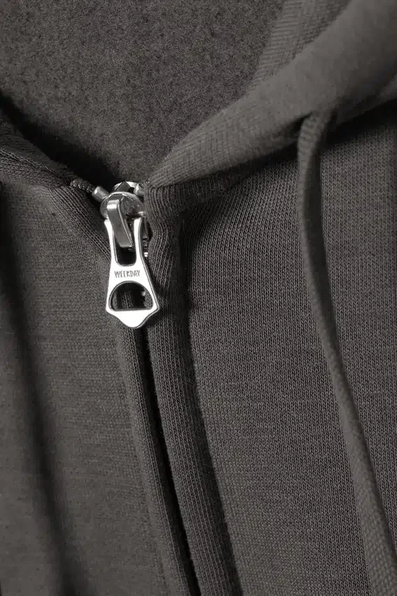 Boxy Midweight Zip Kapuzenpullover – Off Black Boxy Midweight Zip Kapuzenpullover – Off Black