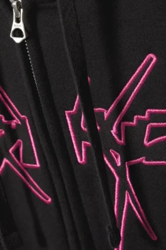 Boxy Mit Print Zip Kapuzenpullover – Spike Error Logo