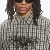 Boxy-Shirt mit kurzen Shorts und Mit Print – kariert, grün – Spyder Boxy-Shirt mit kurzen Shorts und Mit Print – kariert, grün – Spyder