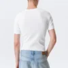 Boxy Slim Fit T-Shirt mit Rippstrick – Weiß Boxy Slim Fit T-Shirt mit Rippstrick – Weiß