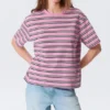 Boxy-T-Shirt aus Baumwolle – gestreift in Rosa