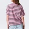 Boxy-T-Shirt aus Baumwolle – gestreift in Rosa