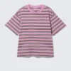 Boxy-T-Shirt aus Baumwolle – gestreift in Rosa