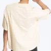 Boxy-T-Shirt aus Baumwolle – Hellbeige – Lila Streifen Boxy-T-Shirt aus Baumwolle – Hellbeige – Lila Streifen