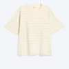 Boxy-T-Shirt aus Baumwolle – Hellbeige – Lila Streifen Boxy-T-Shirt aus Baumwolle – Hellbeige – Lila Streifen