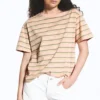 Boxy-T-Shirt aus Baumwolle – Rosa/Khaki-Streifen Boxy-T-Shirt aus Baumwolle – Rosa/Khaki-Streifen