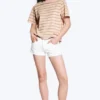 Boxy-T-Shirt aus Baumwolle – Rosa/Khaki-Streifen Boxy-T-Shirt aus Baumwolle – Rosa/Khaki-Streifen