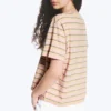 Boxy-T-Shirt aus Baumwolle – Rosa/Khaki-Streifen Boxy-T-Shirt aus Baumwolle – Rosa/Khaki-Streifen