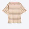 Boxy-T-Shirt aus Baumwolle – Rosa/Khaki-Streifen Boxy-T-Shirt aus Baumwolle – Rosa/Khaki-Streifen