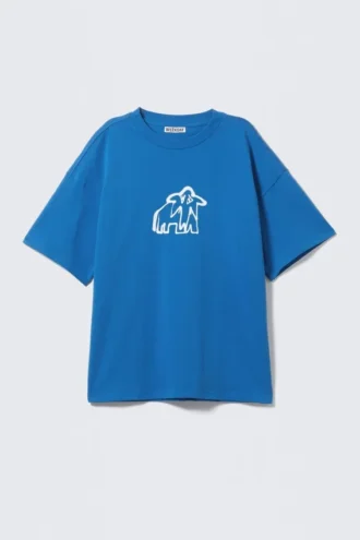 Boxy T-Shirt mit Print – Blau – Sadphant