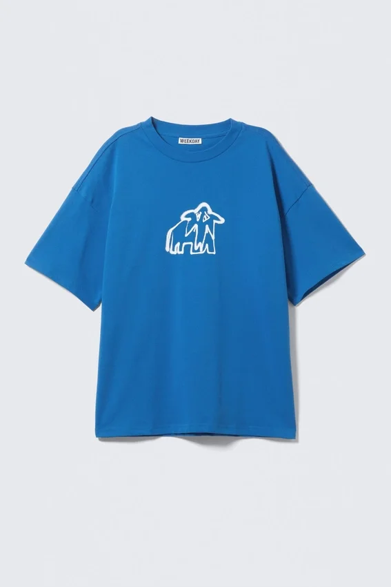Boxy T-Shirt mit Print – Blau – Sadphant Boxy T-Shirt mit Print – Blau – Sadphant