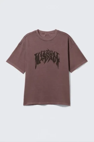 Boxy-T-Shirt mit Print – Dunkelrot