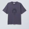 Boxy T-Shirt mit Print – Dunkelviolett – Hello Man Boxy T-Shirt mit Print – Dunkelviolett – Hello Man