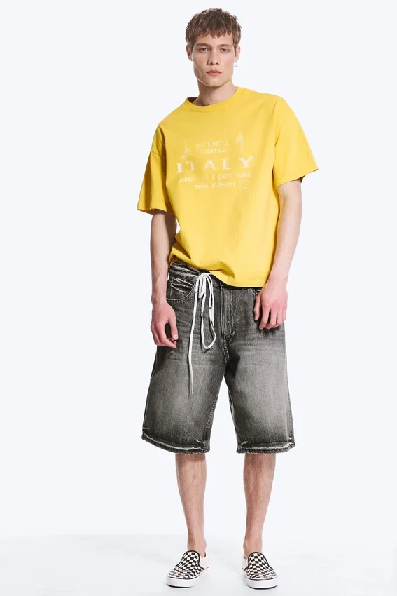 Boxy T-Shirt mit Print – Gelb – Italien Boxy T-Shirt mit Print – Gelb – Italien