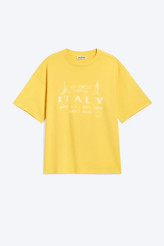 Boxy T-Shirt mit Print – Gelb – Italien Boxy T-Shirt mit Print – Gelb – Italien