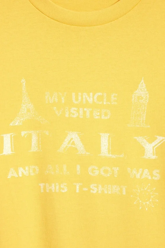 Boxy T-Shirt mit Print – Gelb – Italien Boxy T-Shirt mit Print – Gelb – Italien