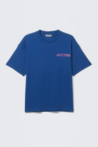 Boxy T-Shirt mit Print – Hellblau – Four Man Gang