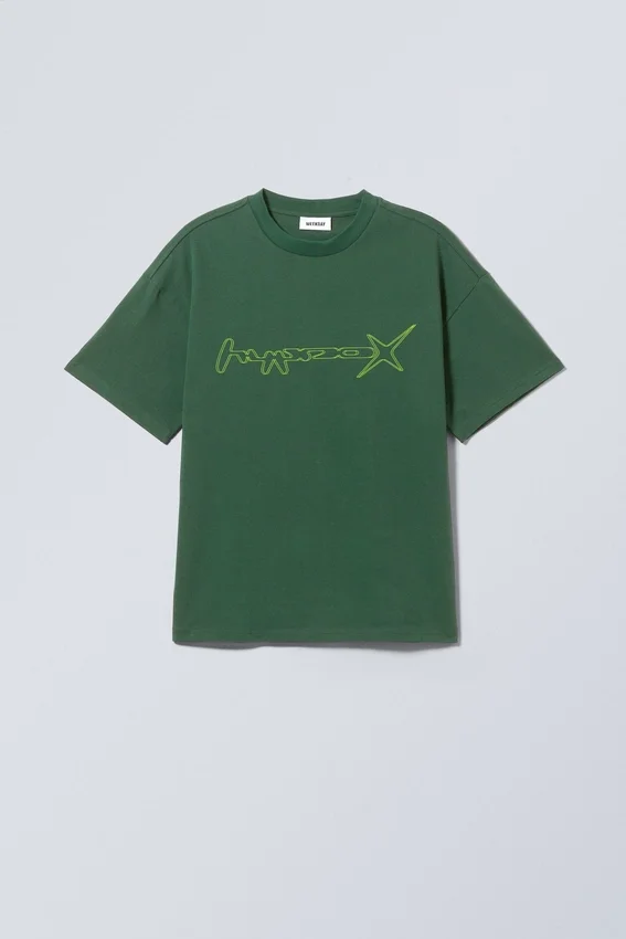 Boxy T-Shirt mit Print – Hypno Green Boxy T-Shirt mit Print – Hypno Green