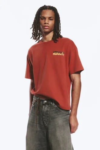 Boxy T-Shirt mit Print – Rot – Nebulith