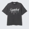 Boxy T-Shirt mit Print – Schwarz – Heartbeat Boxy T-Shirt mit Print – Schwarz – Heartbeat