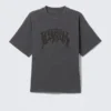 Boxy T-Shirt mit Print – Washed Grey – Virtual Mission