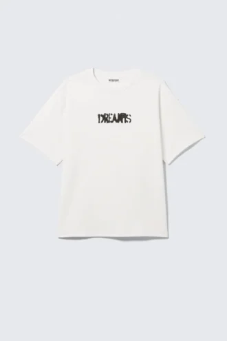 Boxy T-Shirt mit Print – Weiß – Dreams
