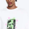 Boxy T-Shirt mit Print – Weiß – Face Off Boxy T-Shirt mit Print – Weiß – Face Off