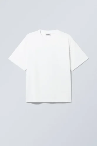 Boxy T-Shirt mit Print – Weiß – Grünes Symbol
