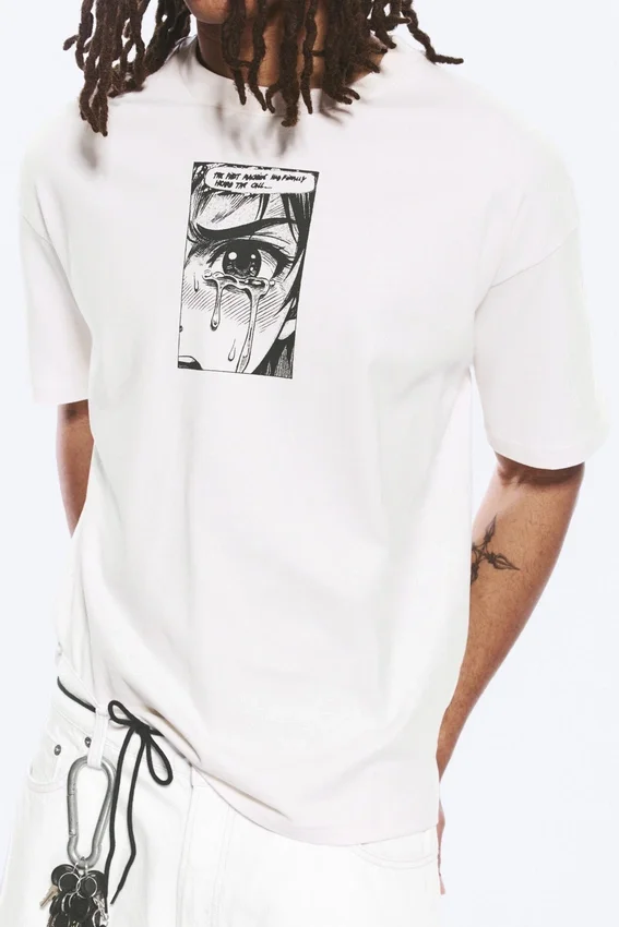 Boxy-T-Shirt mit Print – Weiß – Tears Boxy-T-Shirt mit Print – Weiß – Tears