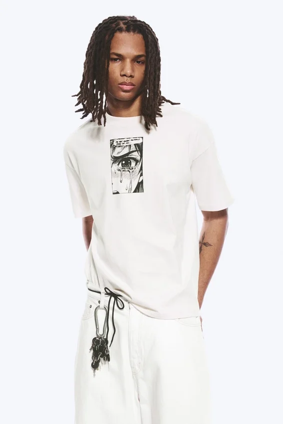 Boxy-T-Shirt mit Print – Weiß – Tears Boxy-T-Shirt mit Print – Weiß – Tears