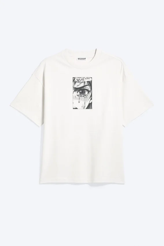 Boxy-T-Shirt mit Print – Weiß – Tears Boxy-T-Shirt mit Print – Weiß – Tears
