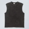 Boxy Washed Tank Top – Washed Black