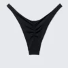 Brasilianische Bikinihose mit mittlerer Leibhöhe und Rüschen – Schwarz Brasilianische Bikinihose mit mittlerer Leibhöhe und Rüschen – Schwarz