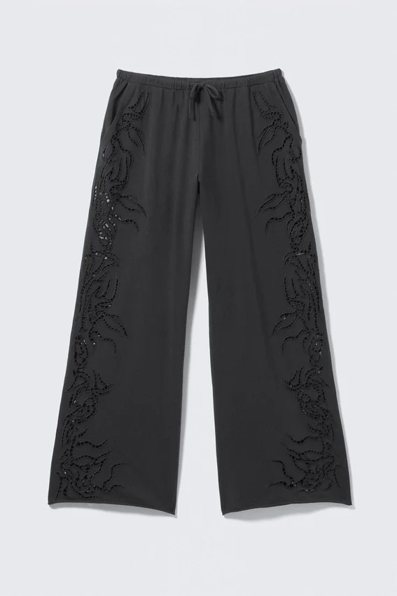 Broderie Anglaise-Hose in lockerer Passform – Dunkelgrau Broderie Anglaise-Hose in lockerer Passform – Dunkelgrau