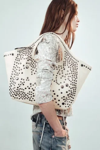 Canvas-Tasche mit Nieten – Dusty Light Mole
