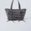 Canvas-Tasche mit Schleife – gewaschenes Grau Canvas-Tasche mit Schleife – gewaschenes Grau