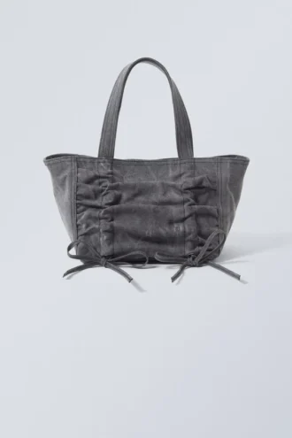 Canvas-Tasche mit Schleife – gewaschenes Grau