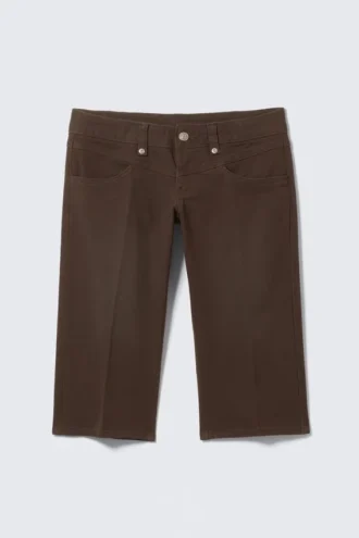 Capri-Hose mit extrem niedriger Leibhöhe – Dunkelbraun